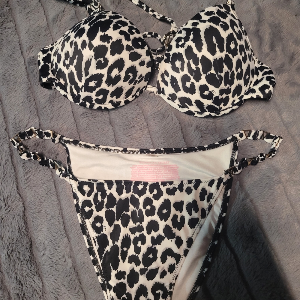 Victoria's Secret Black and White Leopard Bikini
